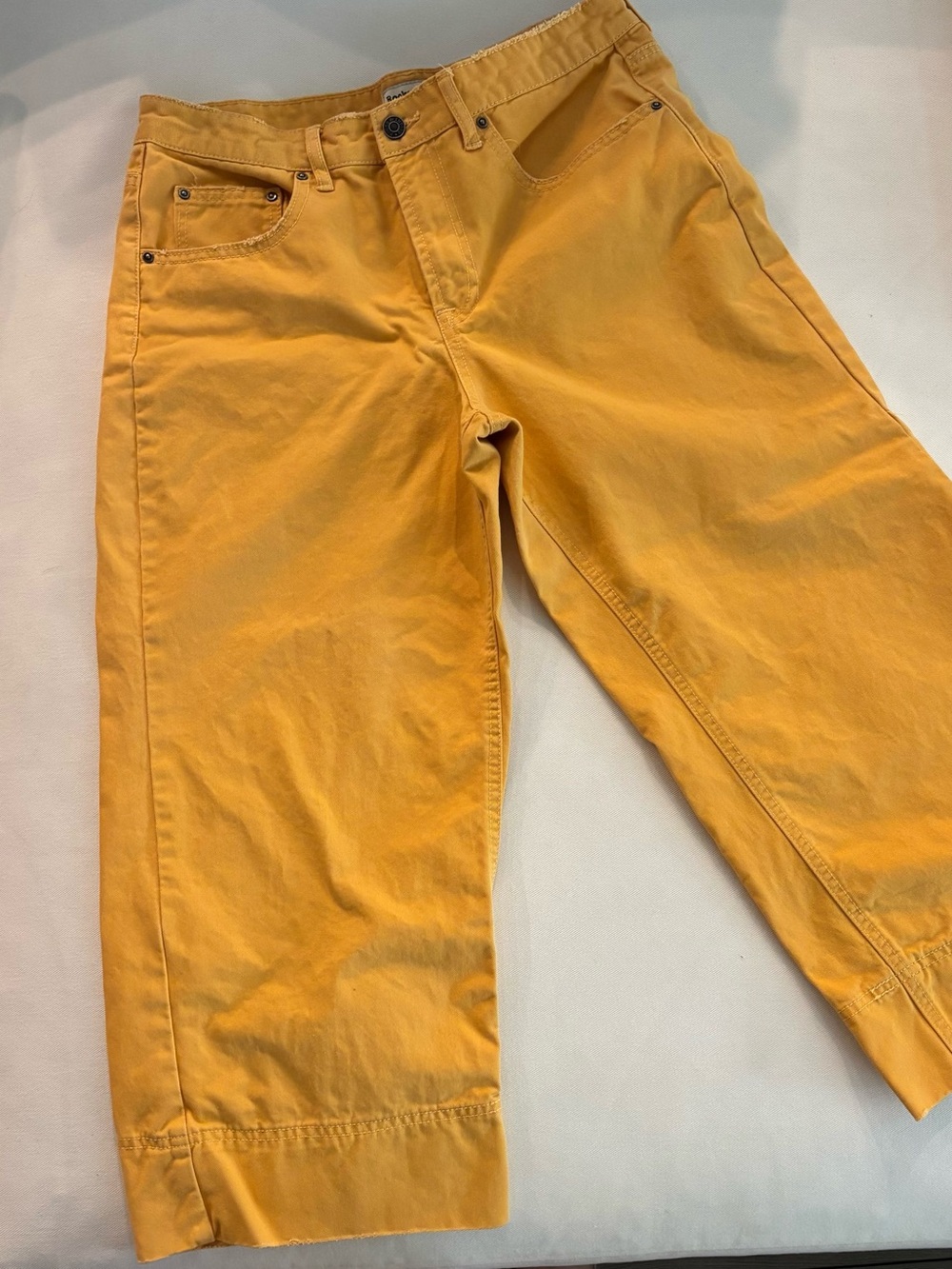 Women's Cropped Jeans in Mustard Yellow - Casual Ankle Pants